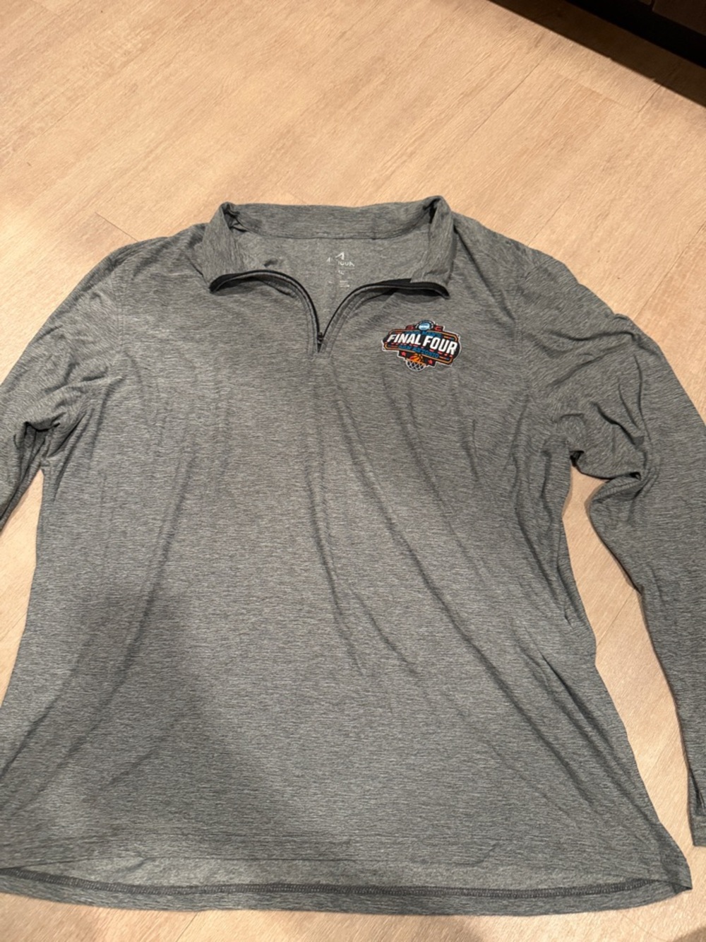Antigua Gray Long-Sleeve Quarter Zip Pullover with Final Four 2025 Logo Size 2XL
